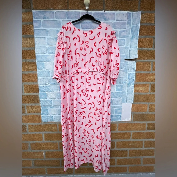 Nobody's Child Plus Felicia squiggle print dress in pink size 20 - Picture 4 of 16